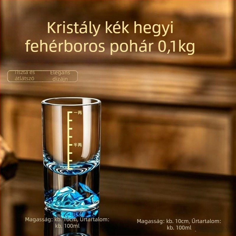 Elegáns, könnyed luxus baijiu pohár adagolóval, kristályüveg, Blue Mountain, 1-2 liang, kínai stílusú készlet