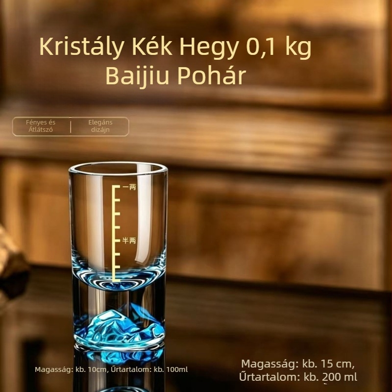 Elegáns, könnyed luxus baijiu pohár adagolóval, kristályüveg, Blue Mountain, 1-2 liang, kínai stílusú készlet
