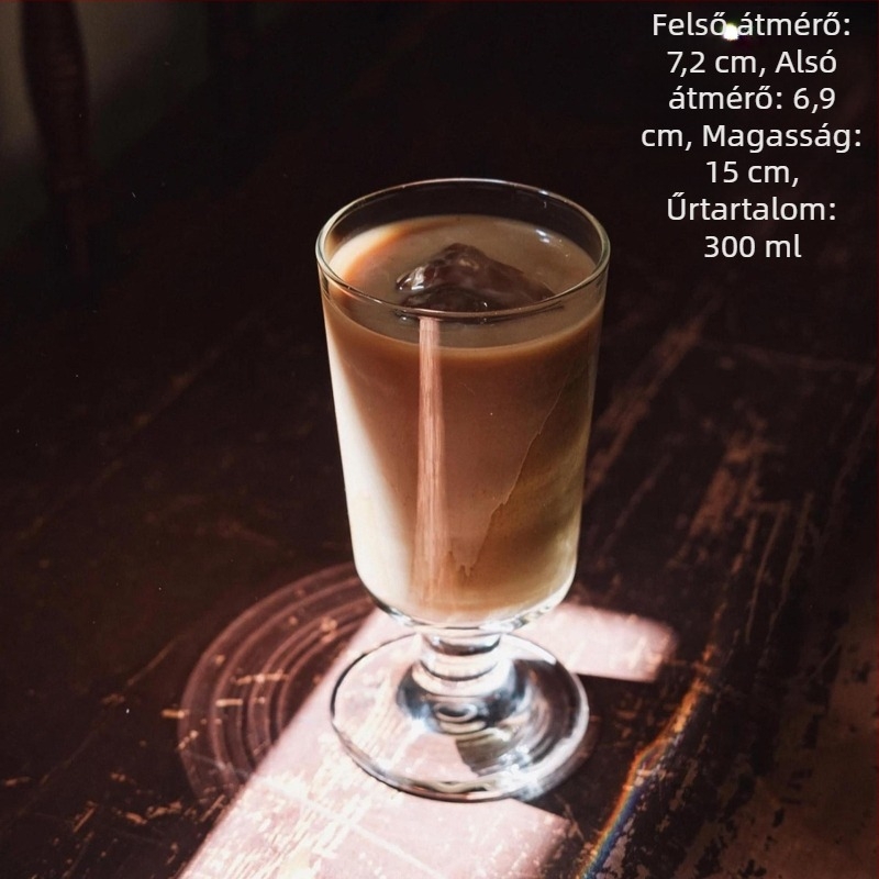 Elegáns üvegpohár italokhoz: jeges latte, kávé és gyümölcslé