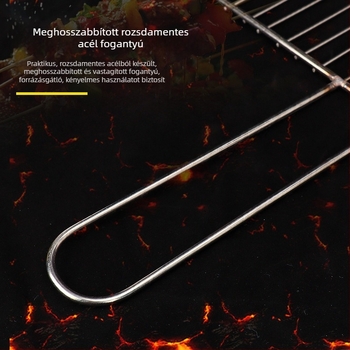 Rozsdamentes acél grillrács fogantyúval, egy rétegű függőleges rács hús és zöldségek számára