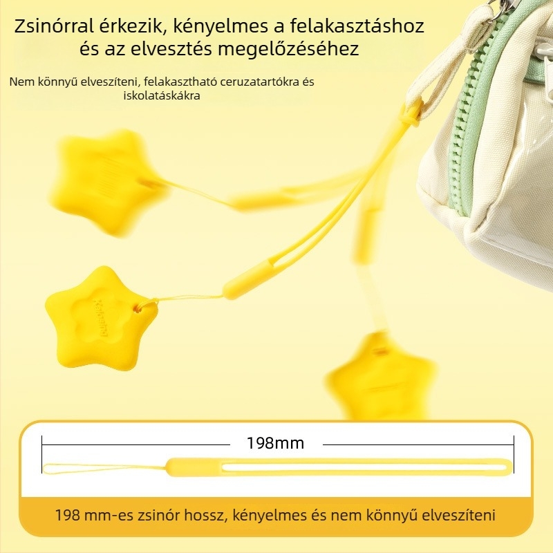Csillag formájú anti-vesztés radír, pontos törlés, kopásálló, beépített zsinórral, töfunkciós, dopamin-szerű bőrszövet