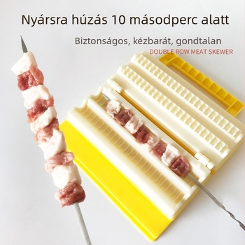 Kézi grillnyárs eszköz, 304 rozsdamentes acélból, bárányhúshoz és nyársakhoz