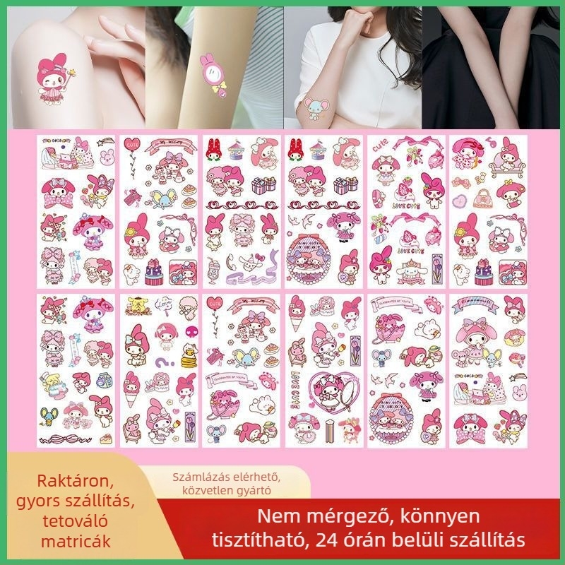 Vízálló ideiglenes tetoválás matricák gyerekeknek Kuromi, Capybara és Melody