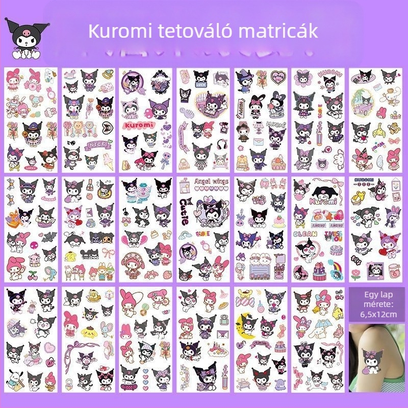 Vízálló ideiglenes tetoválás matricák gyerekeknek Kuromi, Capybara és Melody