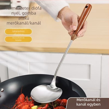 Diófa nyelű rozsdamentes acél gomba spatula, sütéshez, csúszásmentes