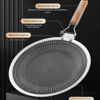 Kültéri Koreai-stílusú grill serpenyő kempingezéshez és otthoni használatra, 304 rozsdamentes acél, kettős használat indukciós főzőlaphoz