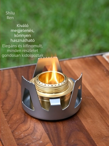 Kültéri hordozható mini alkoholfőző tűzhely tartóval kempingezéshez, piknikezéshez, kerékpározáshoz, grillhez, horgászathoz és vízforraláshoz