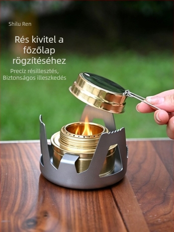 Kültéri hordozható mini alkoholfőző tűzhely tartóval kempingezéshez, piknikezéshez, kerékpározáshoz, grillhez, horgászathoz és vízforraláshoz