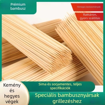 Kiváló minőségű bambusz egyszer használatos nyárs grillsütéshez, otthoni és kereskedelmi felhasználásra, ideális sült nyársakhoz