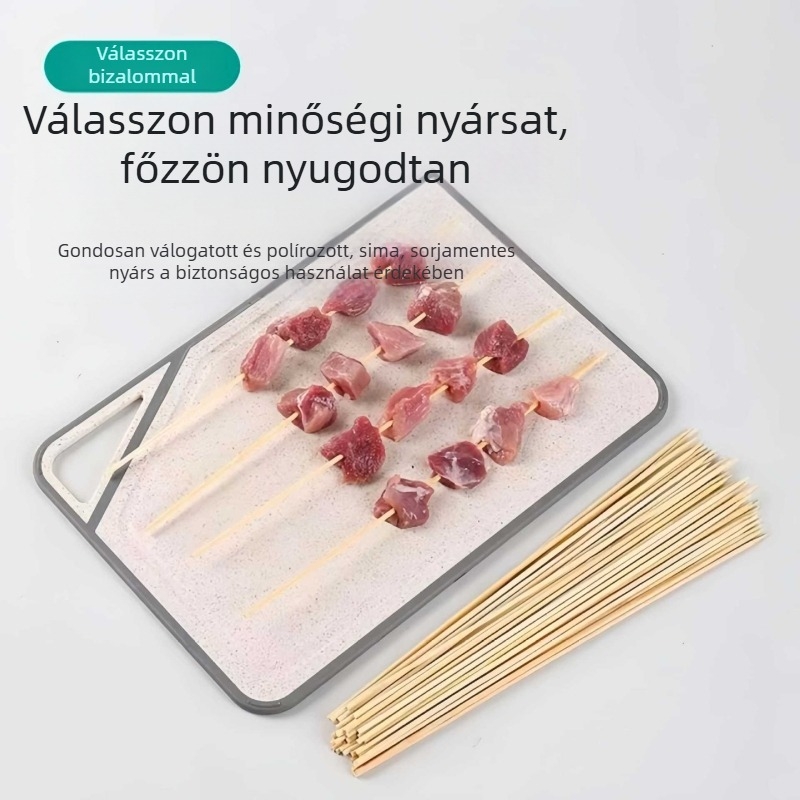 Kiváló minőségű bambusz egyszer használatos nyárs grillsütéshez, otthoni és kereskedelmi felhasználásra, ideális sült nyársakhoz
