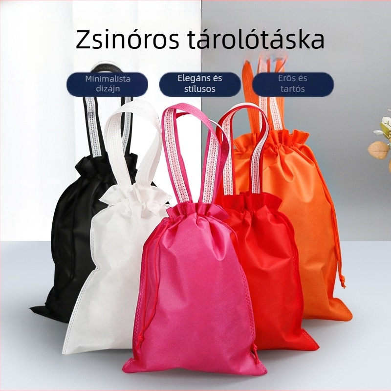 Virágmintás, vastag nemszövött tároló táska húzózsinórral cipőknek, ruháknak és játékoknak – porvédő