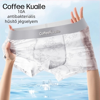 Férfi boxeralsó ice silk anyagból, légáteresztő hálós kialakítás, antibakteriális, rózsaszín geometriai mintával