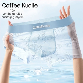Férfi boxeralsó ice silk anyagból, légáteresztő hálós kialakítás, antibakteriális, rózsaszín geometriai mintával