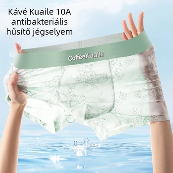 Férfi boxeralsó ice silk anyagból, légáteresztő hálós kialakítás, antibakteriális, rózsaszín geometriai mintával