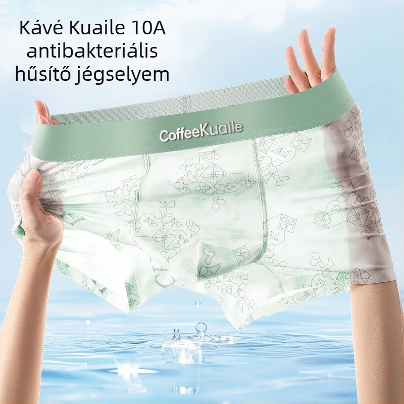 Férfi boxeralsó ice silk anyagból, légáteresztő hálós kialakítás, antibakteriális, rózsaszín geometriai mintával