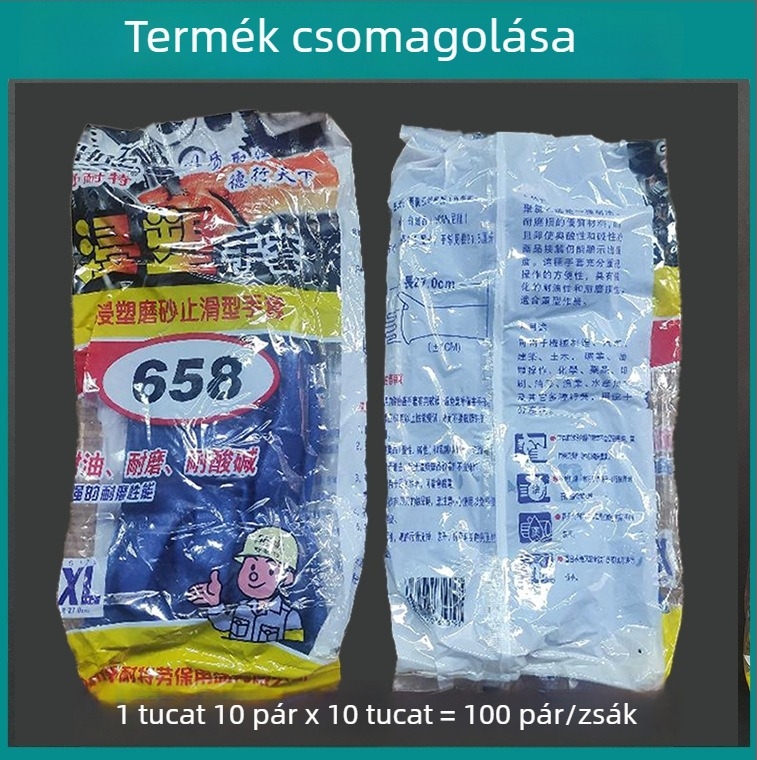 Kék PVC olajálló kesztyűk, matt felületű csúszásmentes kivitel, merített bevonatú gumikesztyűk ipari vegyi védelemhez savak és lúgok ellen.