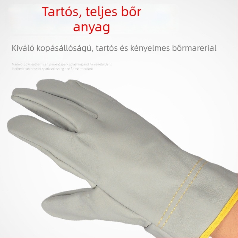 Rövid bőr hegesztőkesztyűk, teljes bőrből készült kivitel, kopásálló és hőszigetelő, hegesztéshez védőkesztyű.