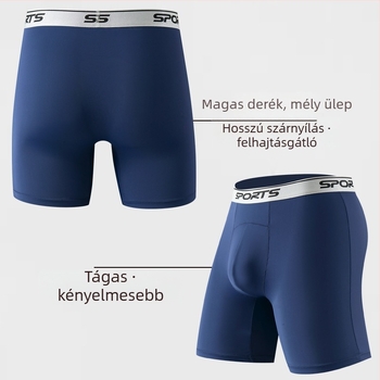 Férfi Ice Silk magas derekú boxeralsó, hosszabb lábakkal, anti-dörzsölés, lélegző nyárhoz, plusz méret