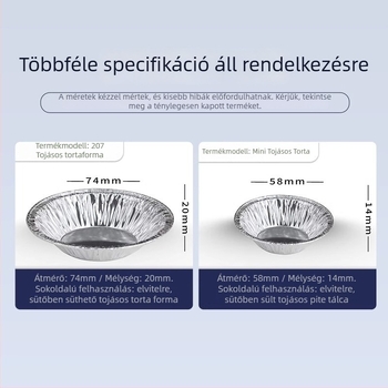 Egyszer használatos alumíniumfóliából készült tojásos süteményformák, kör alakú, 100 darabos készlet sütőhöz