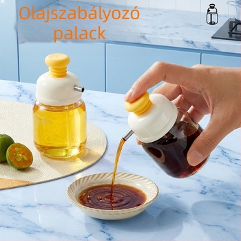 Nyomásalapú áramlásszabályozású olaj- és ecetadagoló üveg, konyhai használatra, üveg szójaszósz és fűszerek számára