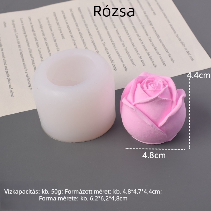 Rózsa alakú szilikon tortaforma, 3D dekoratív süteményforma, kerek forma