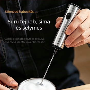 Rozsdamentes acélból készült elektromos tojásverő és tejhabosító, hordozható kézi mixer otthoni kávéhoz, keverés és sütés