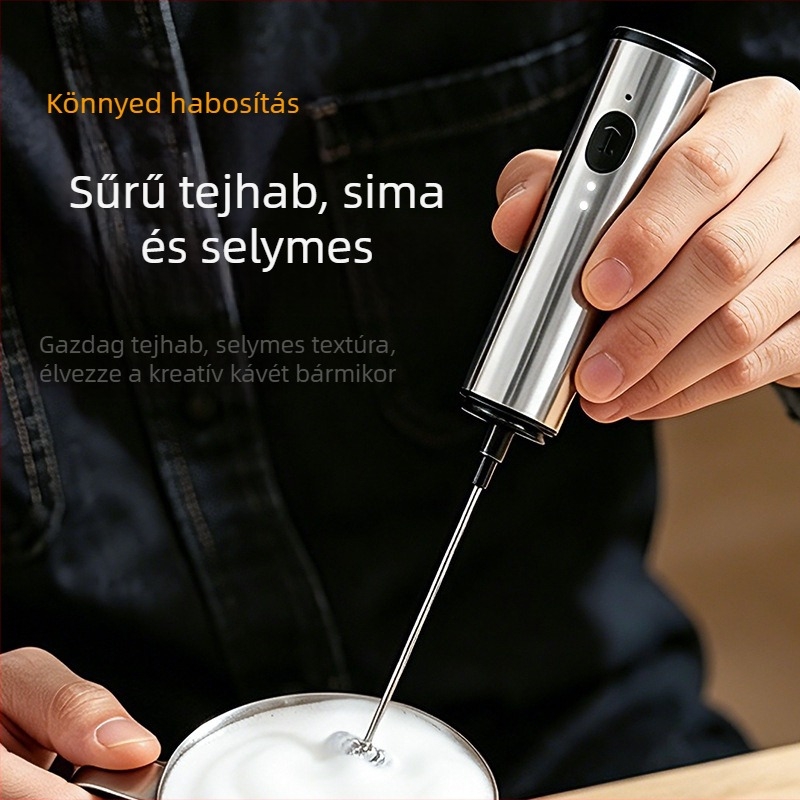Rozsdamentes acélból készült elektromos tojásverő és tejhabosító, hordozható kézi mixer otthoni kávéhoz, keverés és sütés