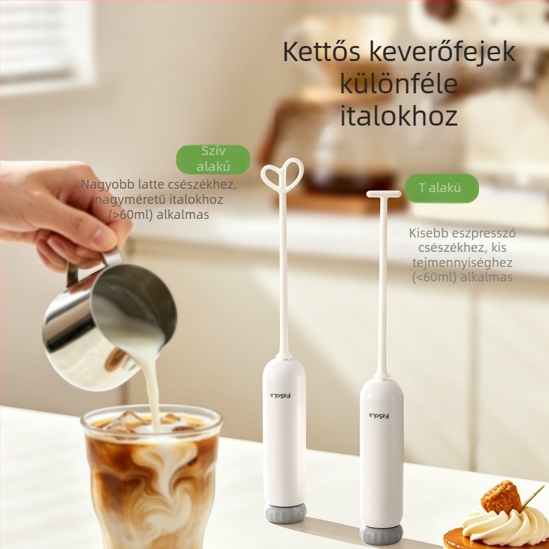 FaSoLa elektromos tejhabosító otthoni használatra, kézi, vezeték nélküli habosító kávéhoz és tejporhoz