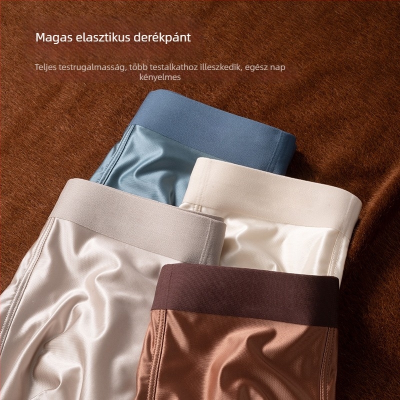 Férfi jégselyem-szatén alsónemű, légáteresztő, antibakteriális, varrat nélküli boxer briefs