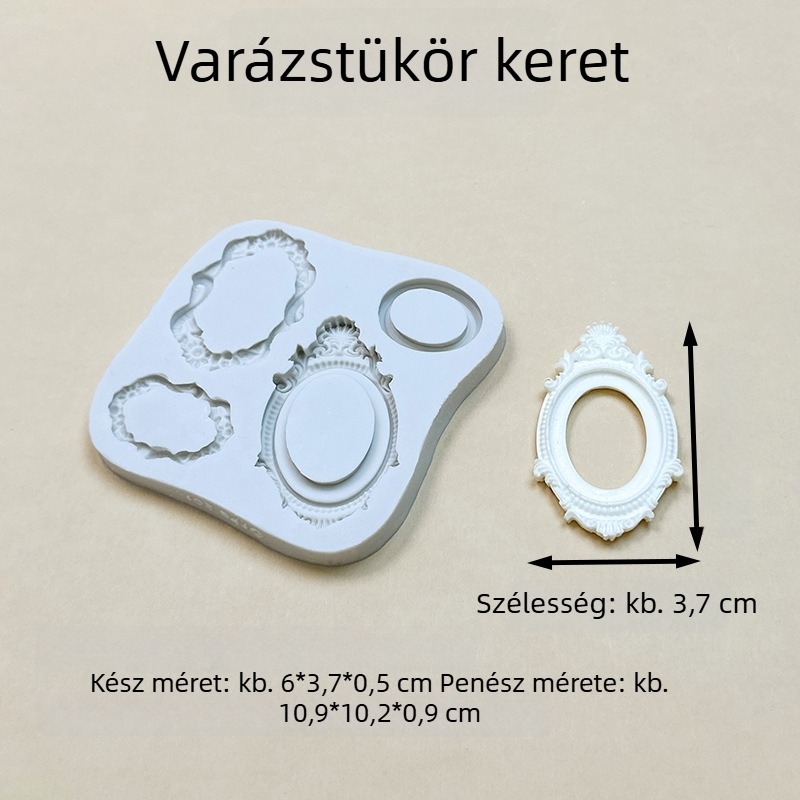 Szilikon forma tortadíszítéshez fondant és csokoládé számára – varázslatos tükörkeret forma, DIY gyanta csepp eszköz