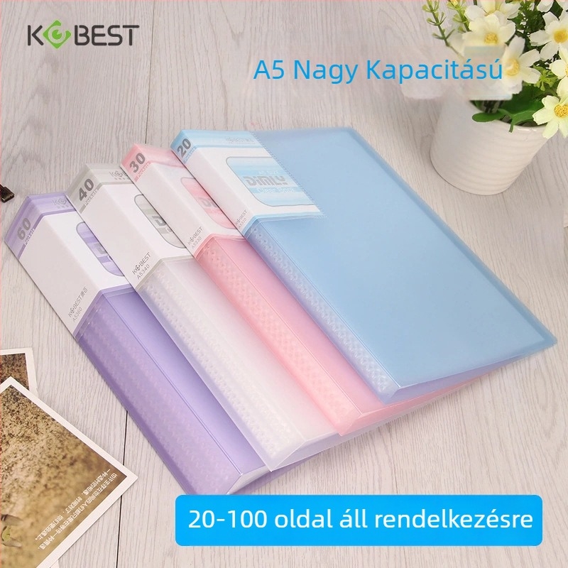 Kangbai A5 adatfüzet, 100 oldal, vast, többszintű átlátszó betétek, A4-es vizsgadokumentum-mappa, 32K