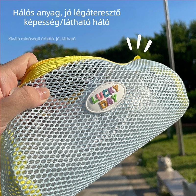 Színes, átlátszó hálós tolltartó, nagy nyílással és nagy kapacitással, hordozható iskolai írószer tároló