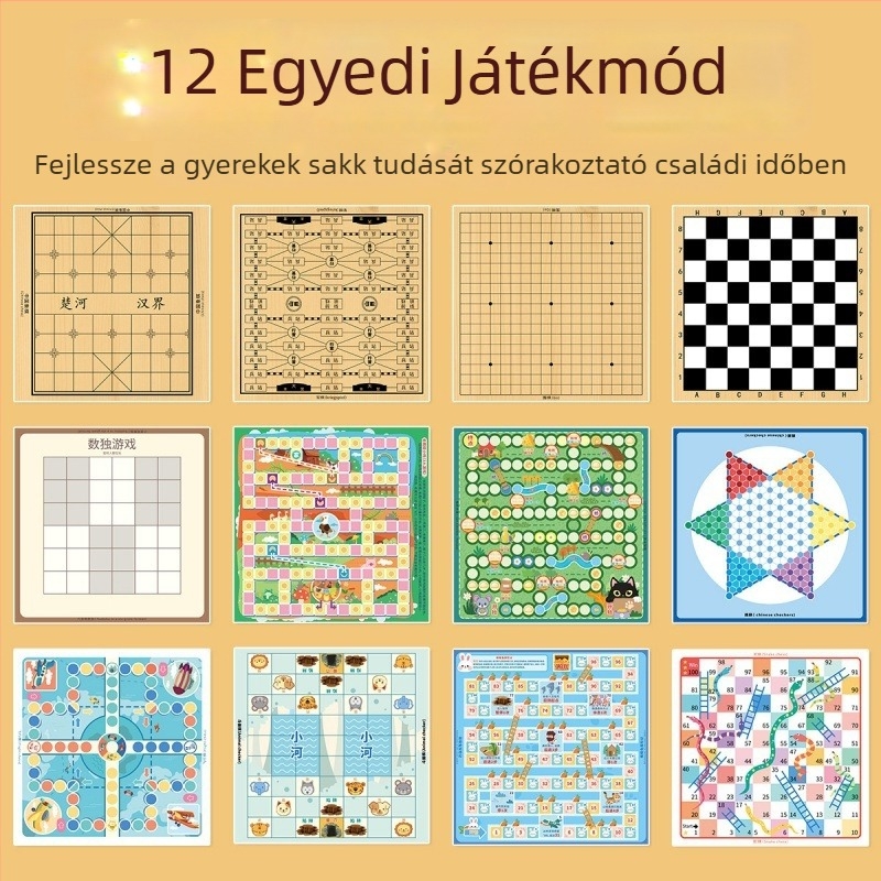 Gyerekeknek szánt hordozható társasjáték-készlet — Flying Checkers, Beast Chess, Kínai sakk, Snake Chess, Katonai zászló és Go