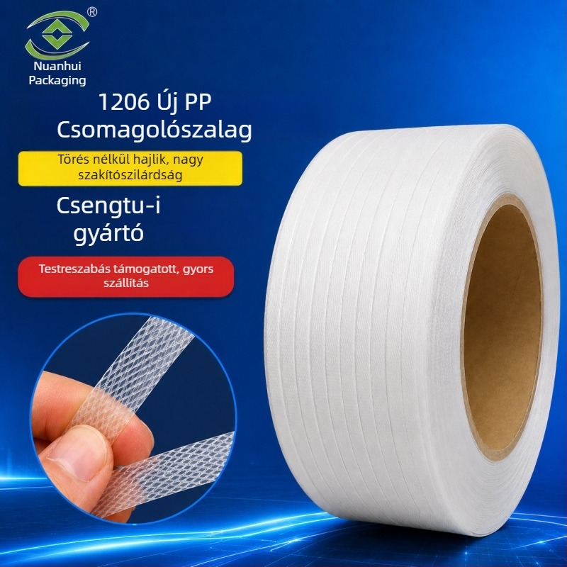 Nuanhui Packaging PP csomagoló szalag, nagy húzószilárdságú PP, 1206-3000m, logisztika, építőanyagok és élelmiszer csomagoláshoz