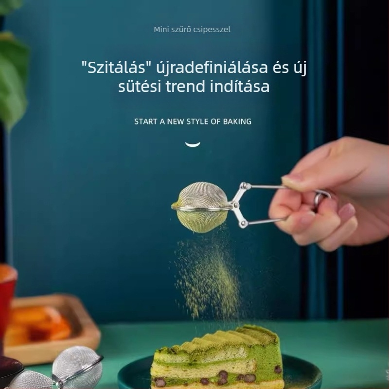 Rozsdamentes acél porszitó szita ultrafin hálóval – sütéshez, Matcha, kakaópor és cukor