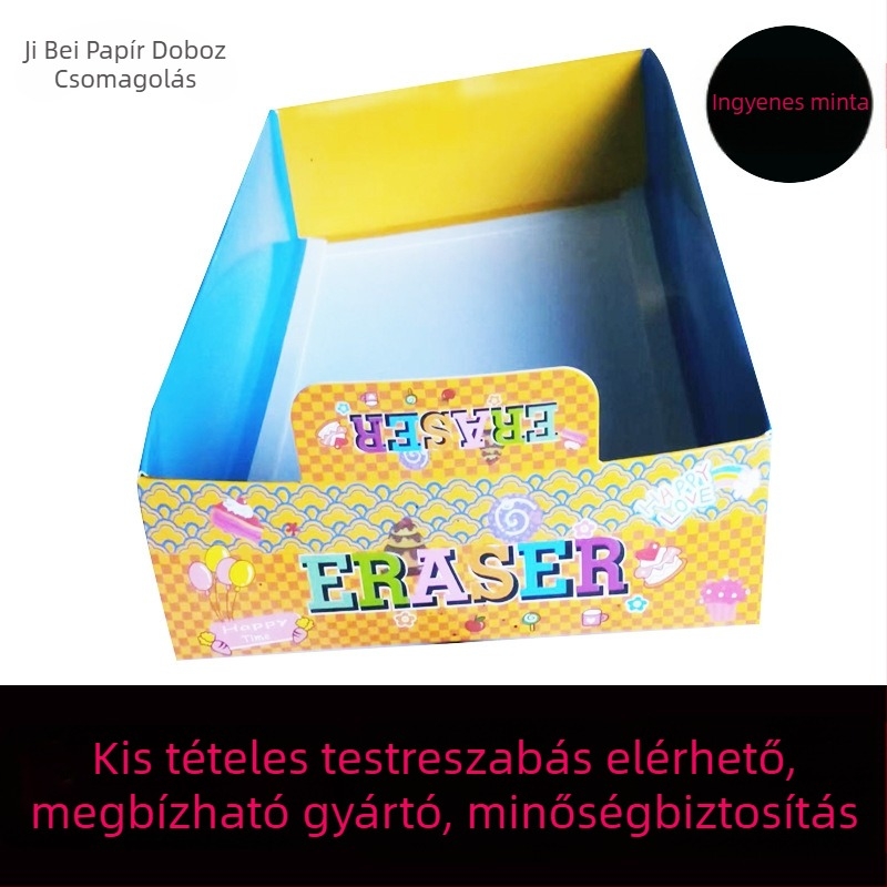 Tray-stílusú doboz fedéllel és alappal, színes hullámkartonból készülő irodai kellékek és hardver alkatrészek csomagolásához, ajándékdoboz, méretek 27×14×8 cm