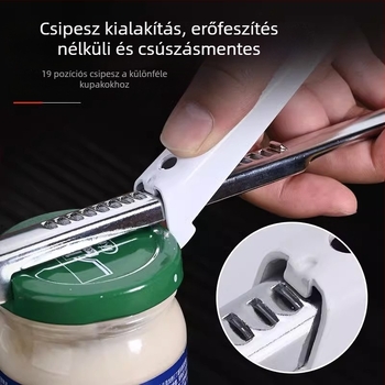 Erőfeszítés-mentes, univerzális konzerv- és üvegnyitó vastított kupakfogóval