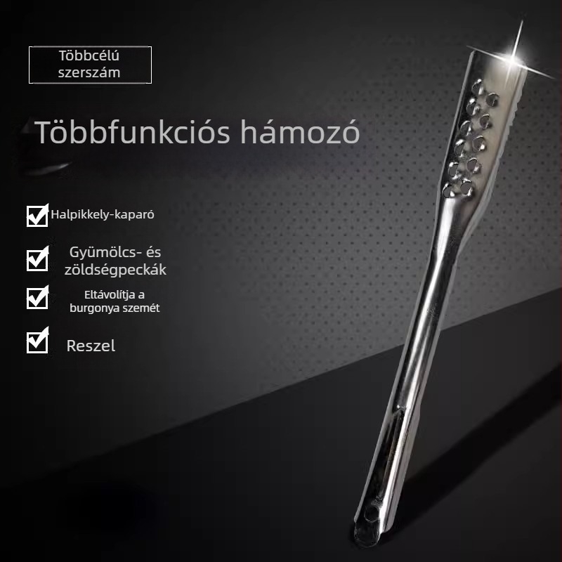 Rozsdamentes acélból készült retro stílusú hámozókés, halszálka-eltávolítóval, három az egyben multifunkcionális eszköz krumplira és gyümölcsre