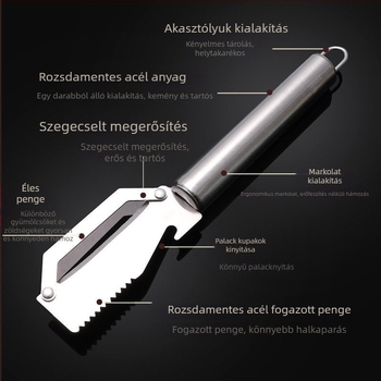 Rozsdamentes acélból készült többfunkciós hámozó gyümölcsök és zöldségek gyors hámozásához, könnyen használható, tartós konyhai eszköz