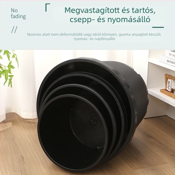 Fekete kemény műanyag virágcserép, kerek szájú, nagy kapacitású gyümölcsfákhoz, rusztikus vastag kialakítás, több méretben