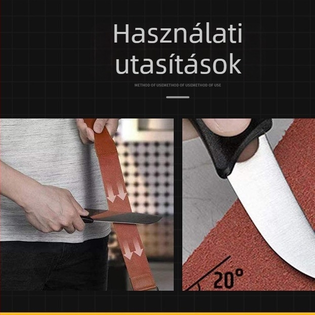 Kétoldalas bőrkendő késélezéshez és polírozáshoz, hordozható