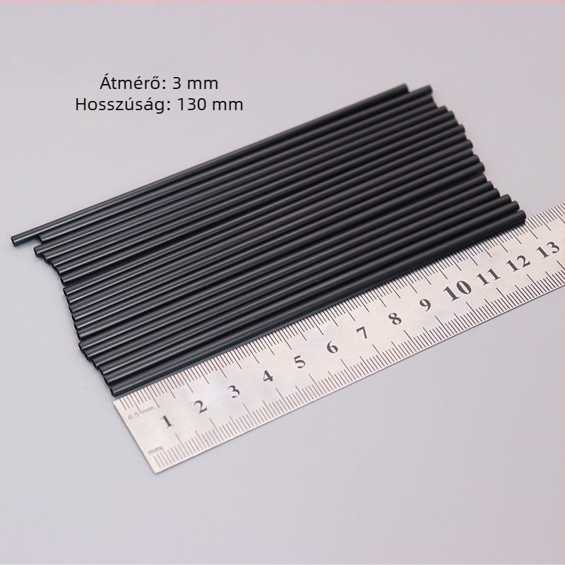 Fekete műanyag szívószál és kávékeverő, PP anyagú, 3 × 130 mm, egyenes cső koktél dekorációhoz