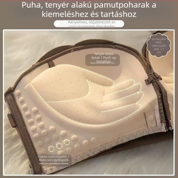 Elöl záródó, vállpánt nélküli, keresztezett hátsó melltartó kis mellemhez, push-up, varrás nélküli, hátsó kontúr kiemelése