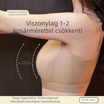 Varrás nélküli, vezeték nélküli formázó sportmelltartó, vékony, állítható, könnyű és légáteresztő, nagy méret, nyár, ami a melleket kisebbnek mutatja.