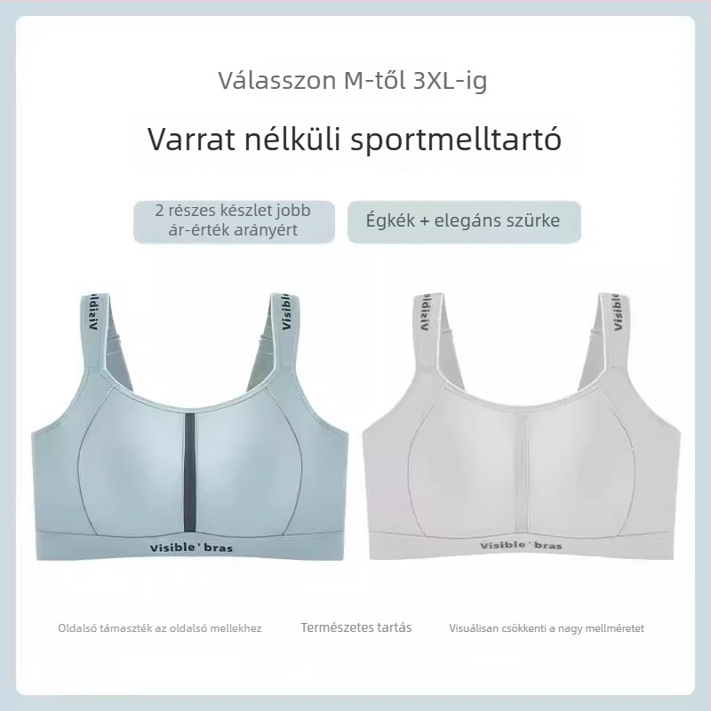 Varrás nélküli, vezeték nélküli formázó sportmelltartó, vékony, állítható, könnyű és légáteresztő, nagy méret, nyár, ami a melleket kisebbnek mutatja.