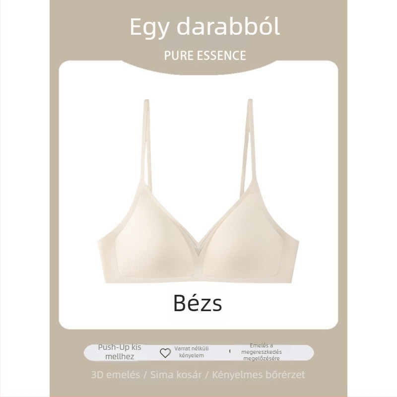 Sima varrás nélküli melltartó kis mellhez, push-up hatás, keresztpántos hátsó, új stílus, kényelmes, hát nélküli, sima kosár