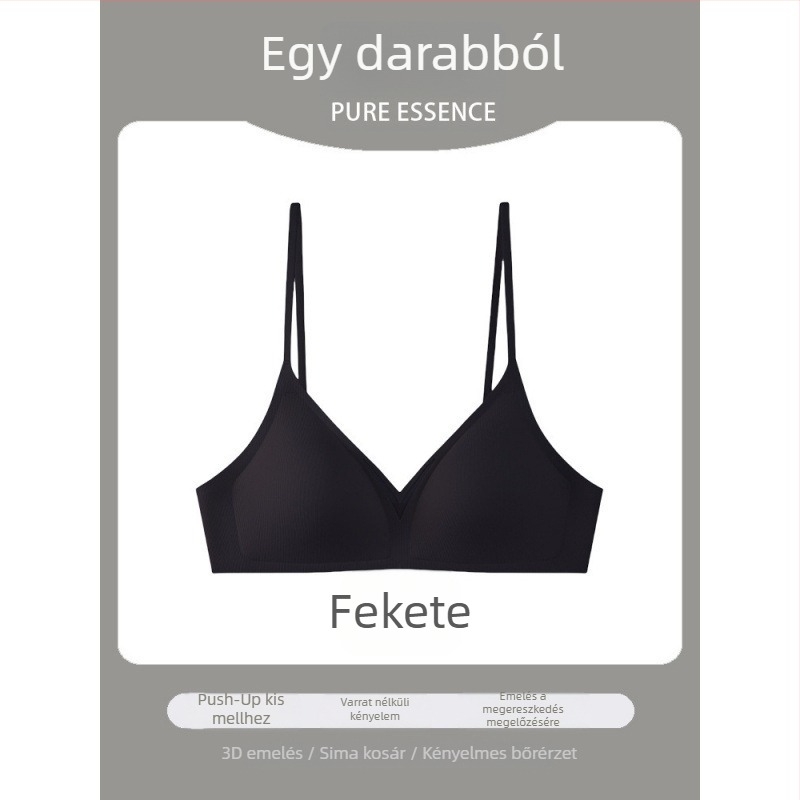 Sima varrás nélküli melltartó kis mellhez, push-up hatás, keresztpántos hátsó, új stílus, kényelmes, hát nélküli, sima kosár
