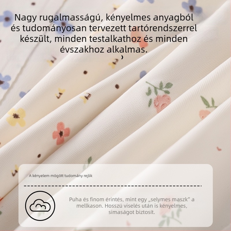 Sima varrás nélküli virágmintás melltartó, puha támasz, teljes kosár, légáteresztő pamutbetéttel