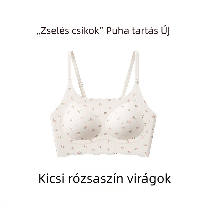 Sima varrás nélküli virágmintás melltartó, puha támasz, teljes kosár, légáteresztő pamutbetéttel