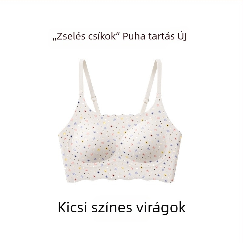 Sima varrás nélküli virágmintás melltartó, puha támasz, teljes kosár, légáteresztő pamutbetéttel